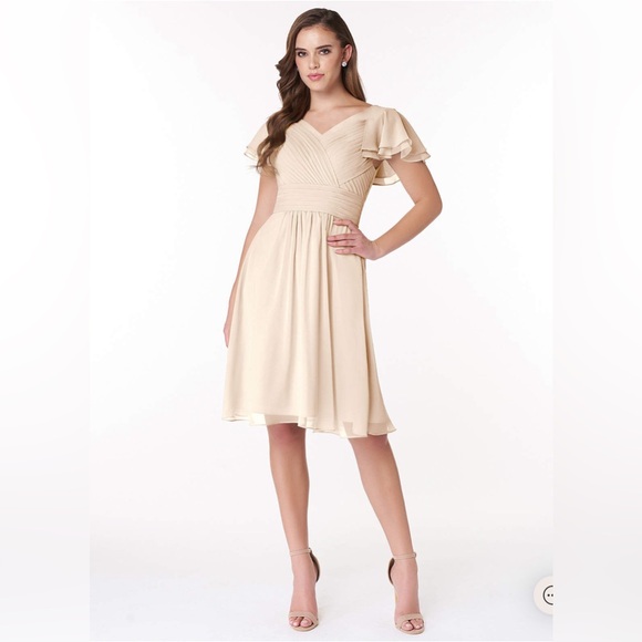 Azazie Hadley White Alabaster Dress Size 2 - Picture 1 of 6